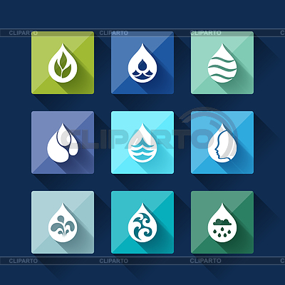 Water drop icons in flat design stule | Stock Vector Graphics |ID 4065167