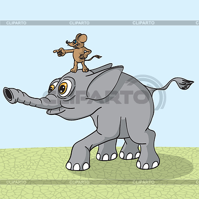 Elefante corre ratón naprvlyaemy. Vector ilustración. | Ilustración vectorial de stock |ID 3722083