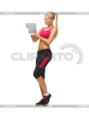 Mujer deportiva con tablet pc | Foto de alta resolución |ID 3928949