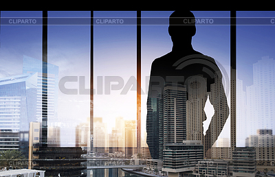 Silhouette der Geschäfts Stadt Hintergrund Mann über | Foto mit hoher Auflösung |ID 5719434
