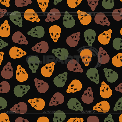 Modelo inconsútil de los cráneos en un fondo oscuro | Ilustración vectorial de stock |ID 3937453
