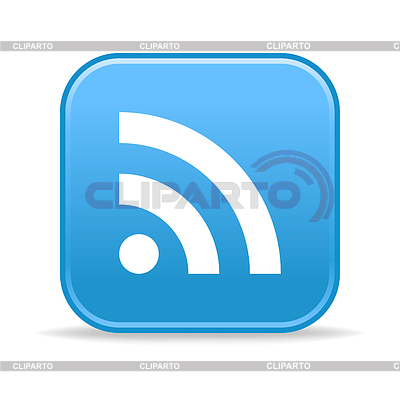 Azul brillante botón cuadrado web con RSS símbolo | Ilustración vectorial de stock |ID 3725481