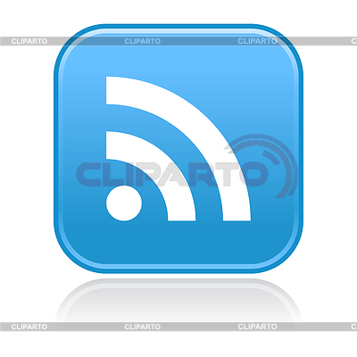 Azul brillante botón cuadrado web con RSS símbolo | Ilustración vectorial de stock |ID 3725487