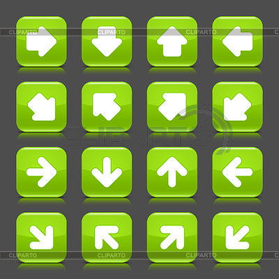 Verde botones web brillante con signo de flecha blanca | Ilustración vectorial de stock |ID 3728206