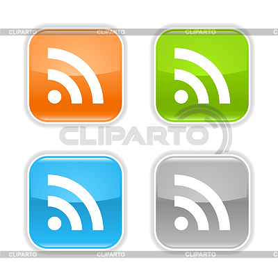 Botones de web coloreados con el símbolo de RSS | Ilustración vectorial de stock |ID 3728424