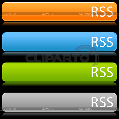 Color largo brillante web botones de barra con el signo de RSS | Ilustración vectorial de stock |ID 3730123