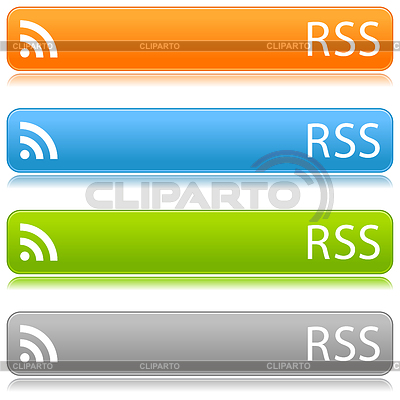 Color largo brillante web botones de barra con el signo de RSS | Ilustración vectorial de stock |ID 3730129