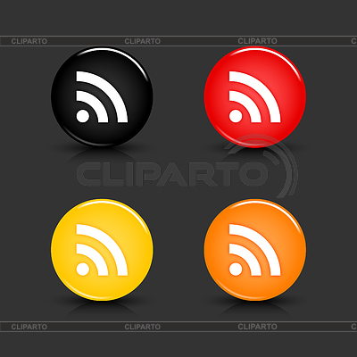 Botones de la tela de colores con el signo de RSS | Ilustración vectorial de stock |ID 3732544