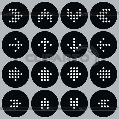 Conjunto de simples flechas de puntos negros en el círculo | Ilustración vectorial de stock |ID 3743201