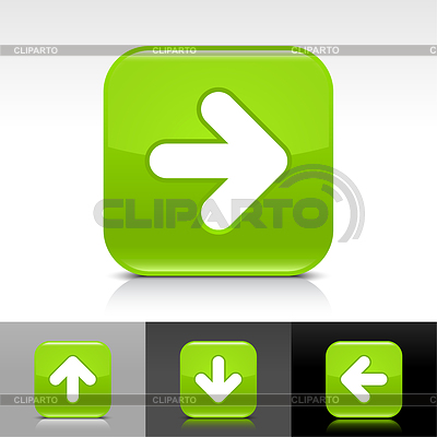 Verde botones web brillante con signo de flecha blanca | Ilustración vectorial de stock |ID 3743389