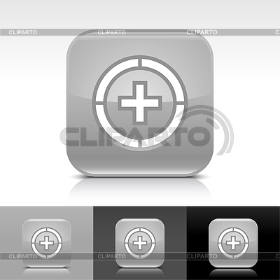Botón de web brillante gris con signo complemento | Ilustración vectorial de stock |ID 3743639