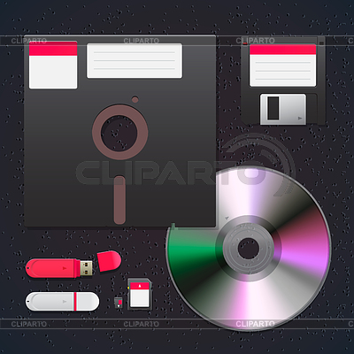 Icono de los dispositivos de datos digitales, establecidos | Ilustración vectorial de stock |ID 3845694