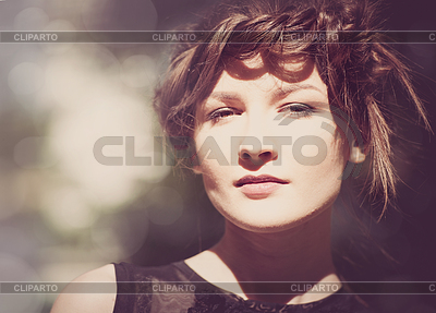 Lite sepia colorized vintage female portrait with | High resolution stock photo |ID 3914843
