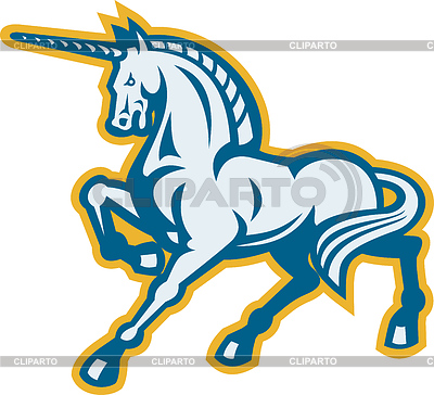 Unicornio Prancing View Side | Ilustración vectorial de stock |ID 3961021