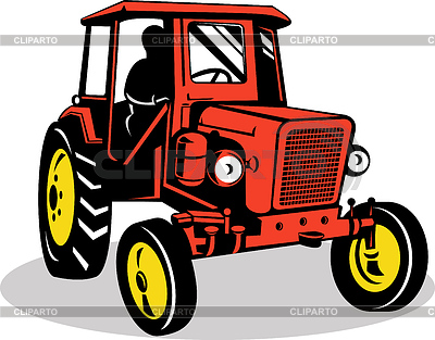 Tractor de la vendimia en el fondo | Ilustración vectorial de stock |ID 3977801
