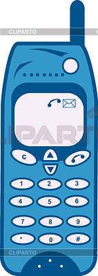 Azul Celular Front View Estilo Retro | Ilustración vectorial de stock |ID 3978462