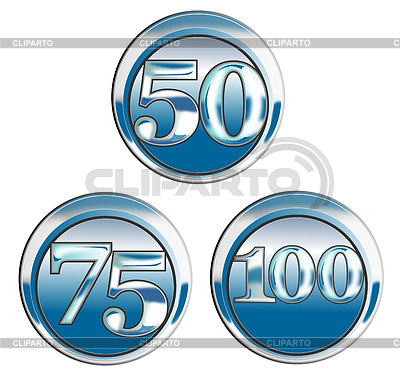 50 75 100 в голубом Chrome | Иллюстрация большого размера |ID 3984107