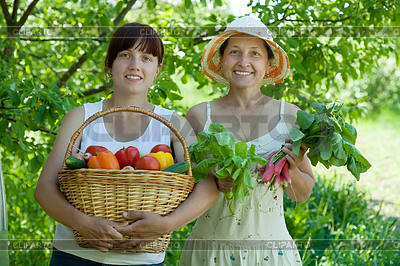 Zwei Frauen mit Gemüse Ernte | Foto mit hoher Auflösung |ID 4029304