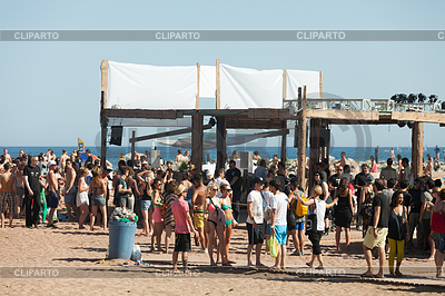 Open air party on Sant Adria beach in Barcelona | High resolution stock photo |ID 4052032
