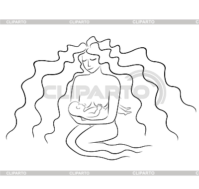 Una mujer con un bebé | Ilustración vectorial de stock |ID 4028701