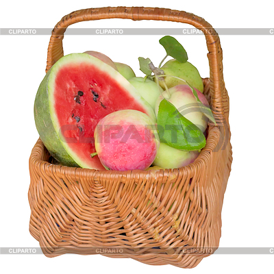 Basket with apples and water-melon | High resolution stock photo |ID 5226565