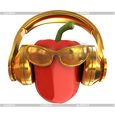 Pimientos con gafas de sol y frente de auriculares | Ilustración de alta resolución |ID 6685897