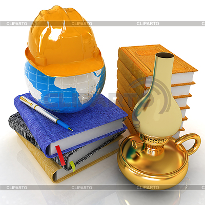 Global des Arbeitskonzeptes mit Erde, Retro- Kerosen | Illustration mit hoher Auflösung |ID 6685954