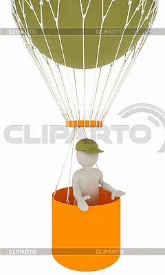 Hombre 3d en globo de aire Render 3d | Ilustración de alta resolución |ID 6824395