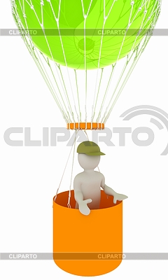 Hombre 3d en globo de aire Render 3d | Ilustración de alta resolución |ID 6824396
