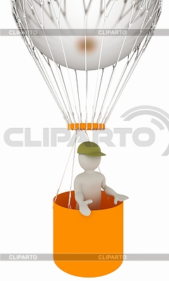 Hombre 3d en globo de aire Render 3d | Ilustración de alta resolución |ID 6824397