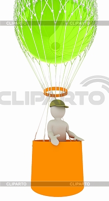 3d man on air balloon. 3d render | High resolution stock illustration |ID 6824404