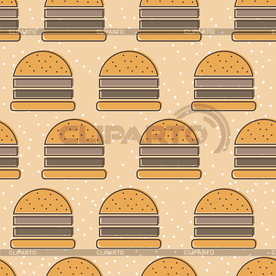 Burger line icon seamless pattern. Comida rápida outlin | Ilustración vectorial de stock |ID 6543511