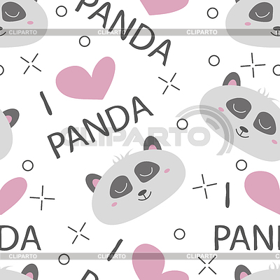 Sin fisuras patrón dibujado a mano las caras de los pandas. | Ilustración vectorial de stock |ID 6667584