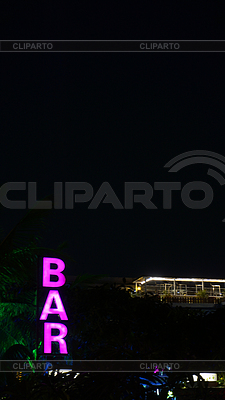 Flouresant neon Bar sign - vertical black background | High resolution stock photo |ID 6789289
