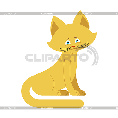 Кот желтый. Симпатичный котенок сидит | Векторный клипарт |ID 6330166