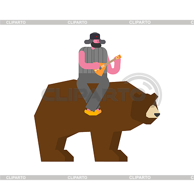 Russian man riding bear. National folk beast of | Stock Vector Graphics |ID 6683204