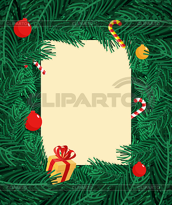 Marco de ramas de árbol de Navidad. Fondo de navidad | Ilustración vectorial de stock |ID 6731095