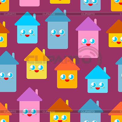 Cute house pattern. funny home cartoon style | Stock Vector Graphics |ID 6759803