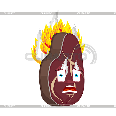 Steak Steak. Carne ardiente estilo de dibujos animados. Filete de ternera | Ilustración vectorial de stock |ID 6868740