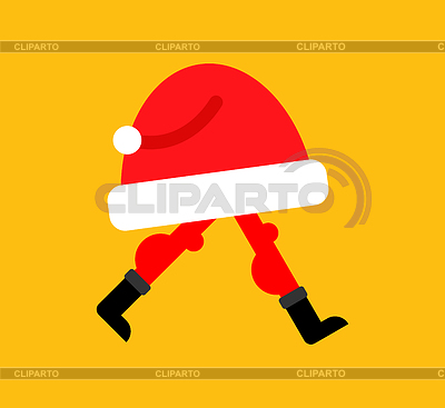 Santa Hat with legs. Christmas red cap. Xmas and Ne | Stock Vector Graphics |ID 6920954