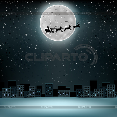 Vuelo de Santa luna ciervos | Ilustración vectorial de stock |ID 6118484