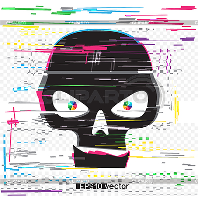 Calavera pirata black glitch | Ilustración vectorial de stock |ID 6589051