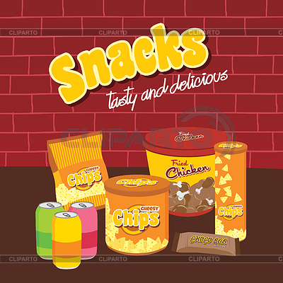 Bocadillos de comida rápida Establecer tema | Ilustración vectorial de stock |ID 6031851