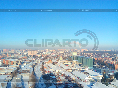 Winterstadt. Frosty sonnigen Tag in der Stadt. Schnee auf | Foto mit hoher Auflösung |ID 6130927