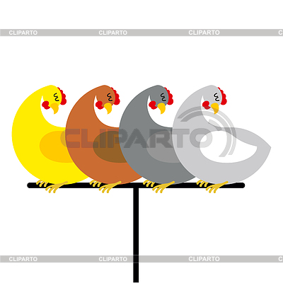 Pollo que se sienta en la perca. Las aves en la granja son | Ilustración vectorial de stock |ID 6102504