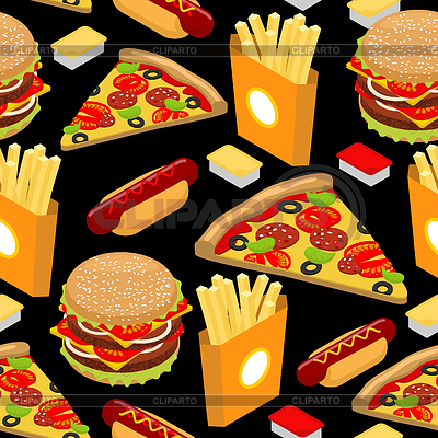 Fast food pattern. Hamburger and french fries on | Stock Vector Graphics |ID 6102562