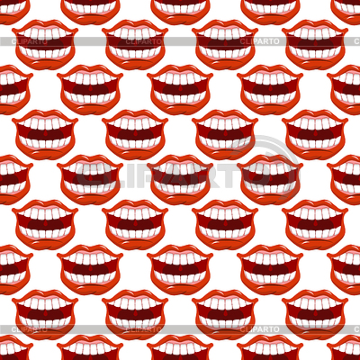 Alegre sonrisa de labios patrón transparente. labios rojos y | Ilustración vectorial de stock |ID 6103380