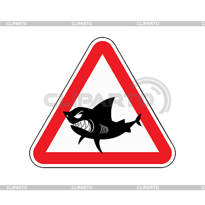 Sign of attention to shark. Red triangle with | Stock Vector Graphics |ID 6107137
