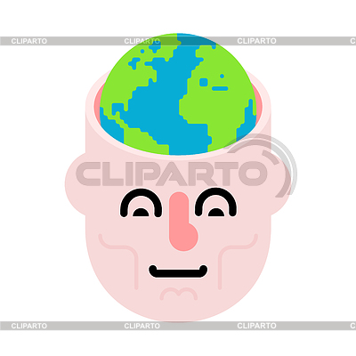 Tierra en la cabeza. Abra la cabeza y el planeta | Ilustración vectorial de stock |ID 6562999