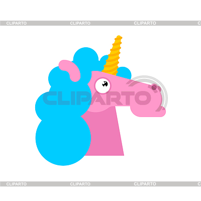 Cabeza de unicornio. Caballo mágico con cuerno en la cabeza | Ilustración vectorial de stock |ID 6819287